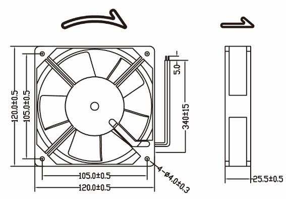 120mm Xj220b12025h Waterproof IP67 Metal Frame AC Fan