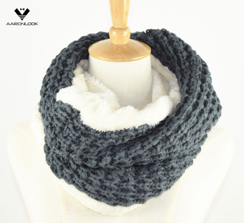 Women's Winter Warm Jacquard Neck Warmer with Faux Fur