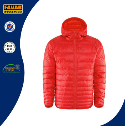 Unisex Lightweight Nylon Shell Duck Down Jacket with Warmer Hood