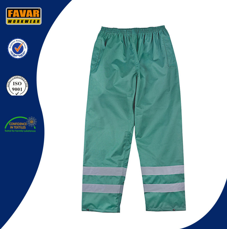 Green Polyester 300d Oxford with PU Coating Rain Pants Waterproof Pants