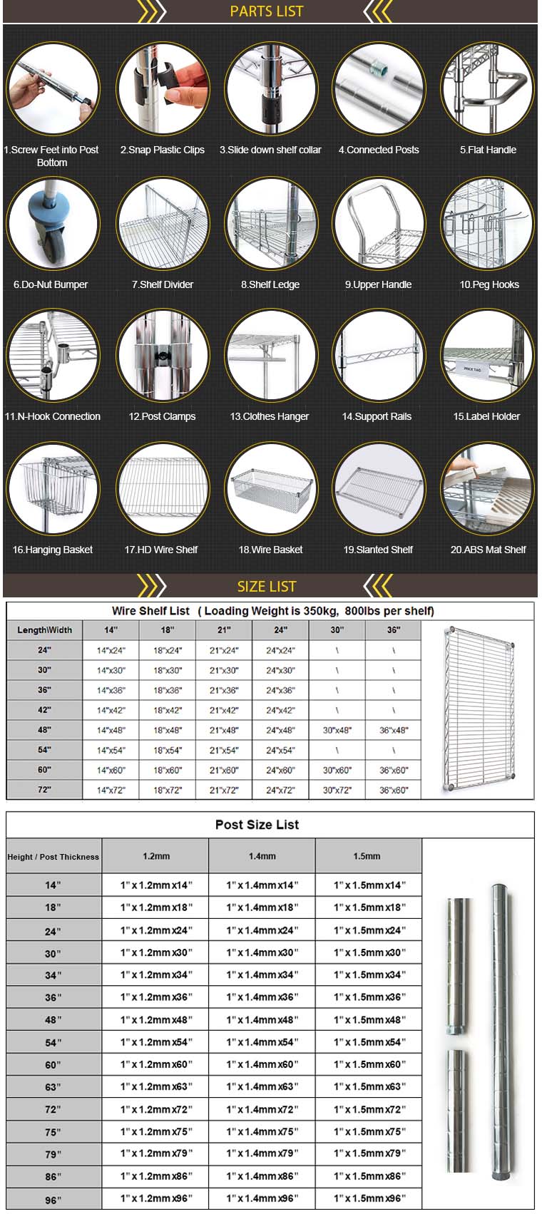 NSF Powder Coated Steel Garage Storage Wire Racking System