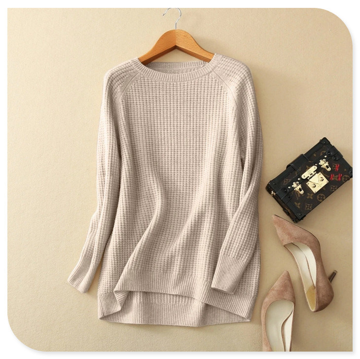 Women's Knitwear Pure Cashmere Sweater Pullover Solid Color with Long Sleeve O Neck