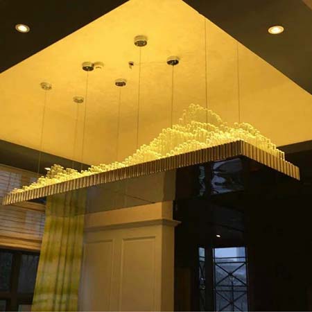 Hotel Lobby Decorative Rectangle Glass Tube Chandelier