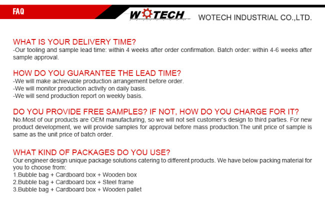 Aluminum Spare Parts of OEM Service Wotech