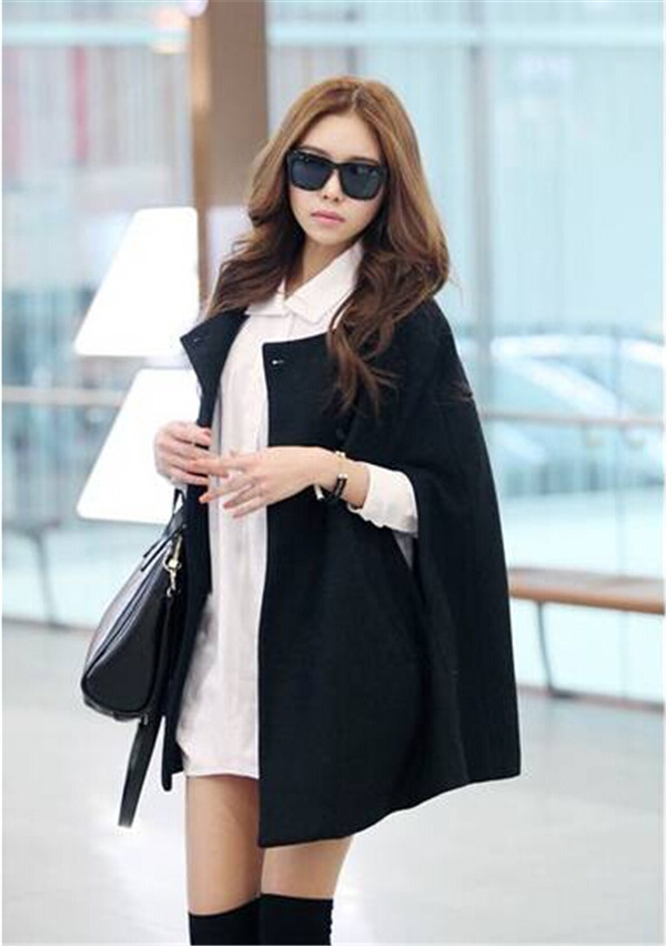 New Fashion Womens Winter Warm Wool Poncho Jacket Cape Cloak