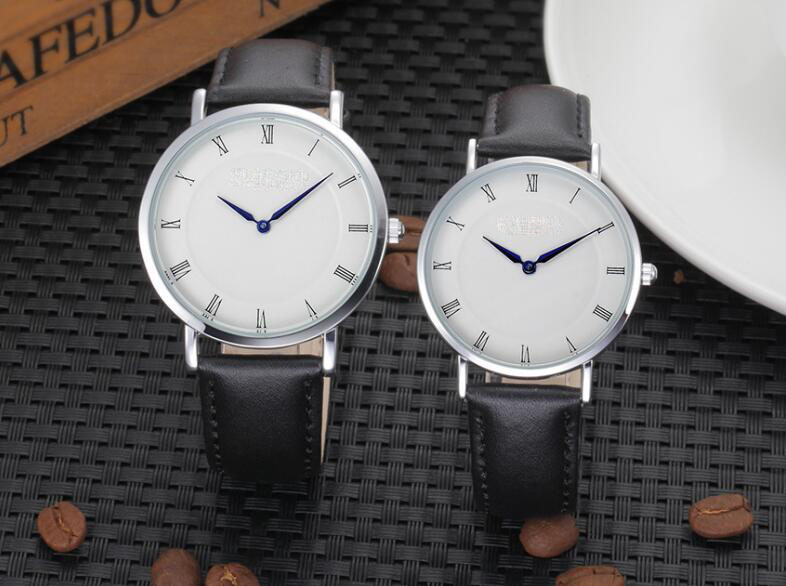 Yxl-568 Fashion Design Thin Black Leather Watch Strap Mens Watches Sex Thin Strap Mens Watch