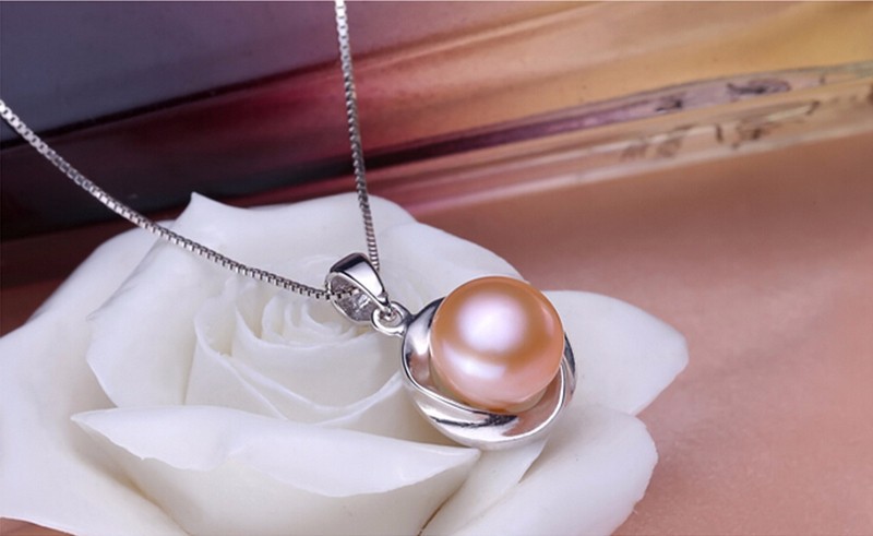 10-10.5mm Bread Round 3 Colors Fashion 925 Silver White Freshwater Pearl Pendant