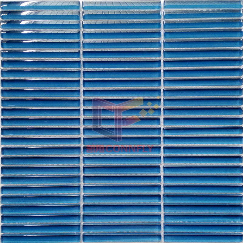 Strip Glass Mosaic Tile in Blue Color (PT60)