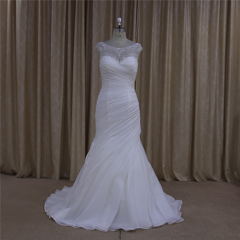 Beaded Applique Stain Wedding Dress