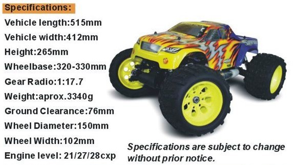 30cc 1/8 Big Wheel RC Model Toy Car Petrol Engine Nitro Car