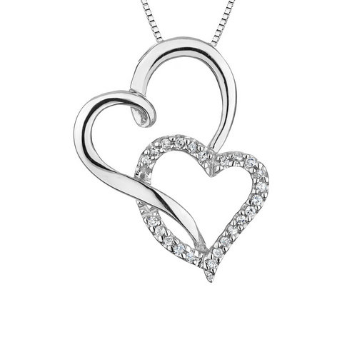 Double Heart 925 Silver Jewelry Pendant for Lover