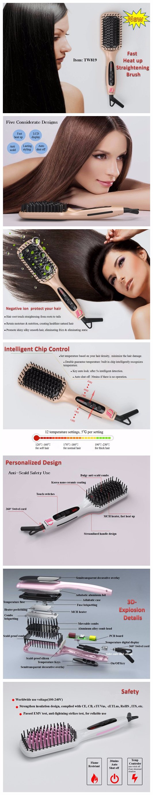 Ionic Hot Brush Hair Straightening Brush