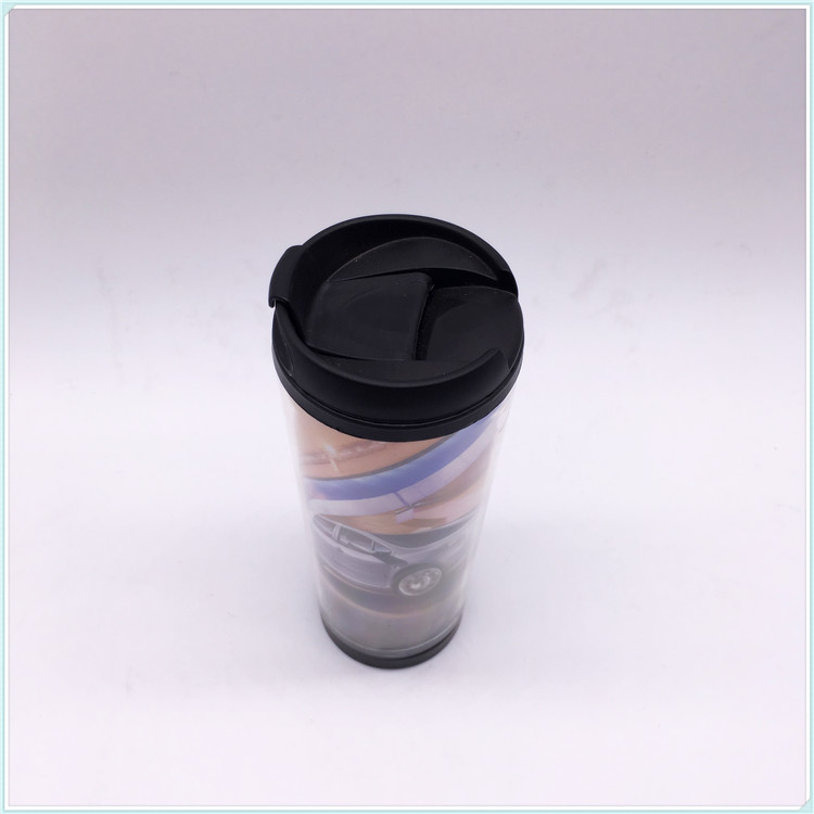 Newest Promotional Plastic Reusable Food Safe Coffee Cup with Lid and Paper Insert