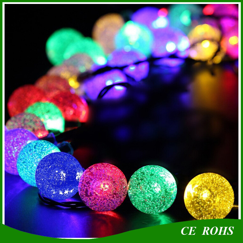 Decorative Solar Lawn Lights Colorful Outdoor 50 LED Colorful Bubble Solar String Light for Christmas Party Wedding