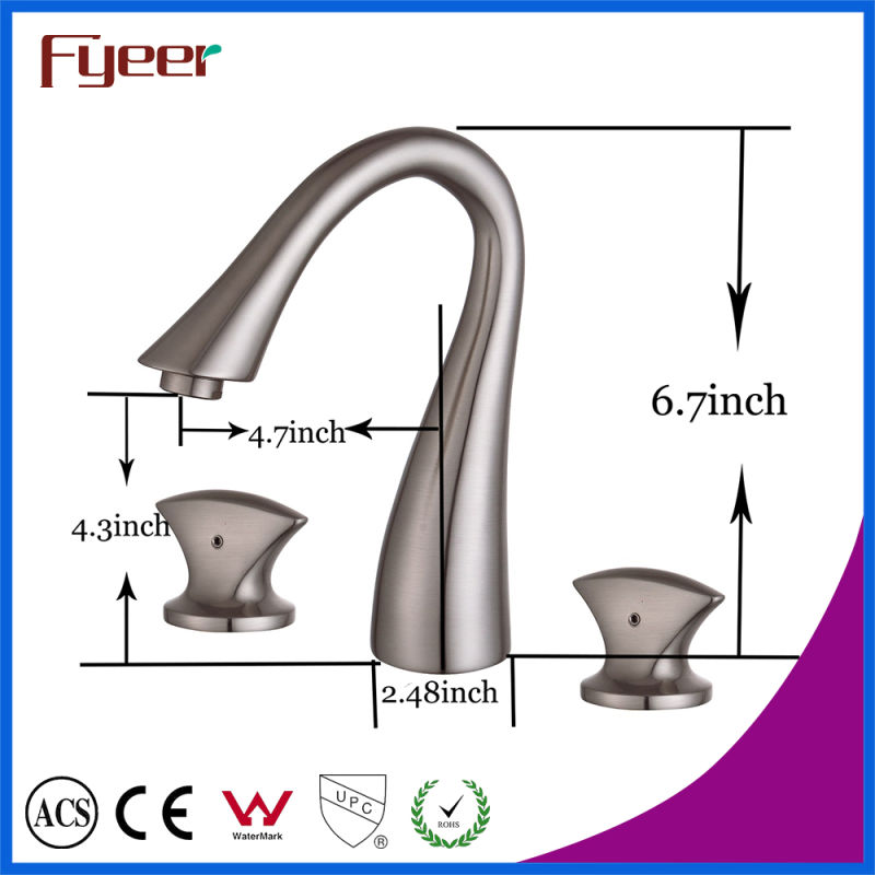 Fyeer Thress Holes Brushed Two Handle Widespread Basin Faucet