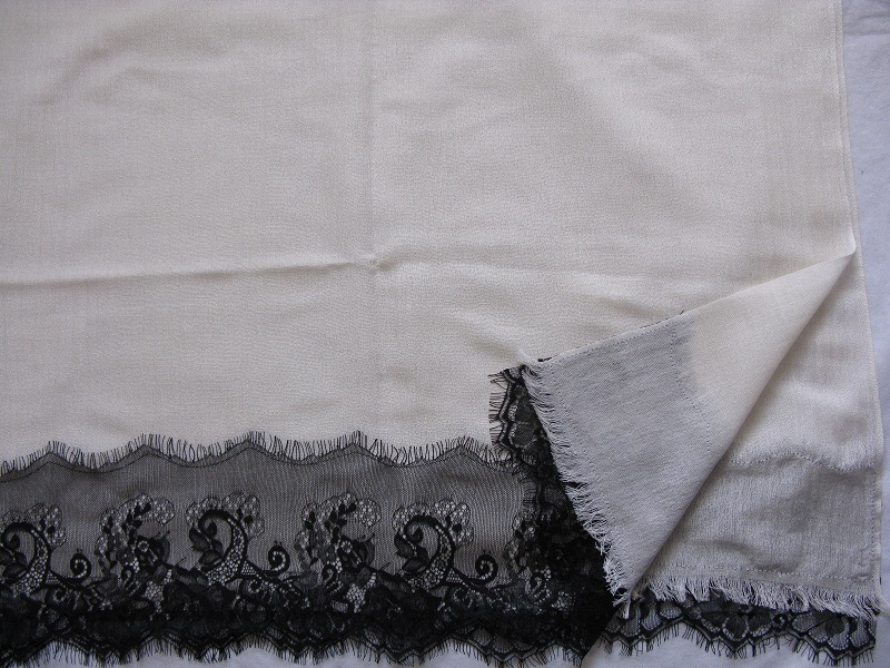 Best Quality Cashmere Wool Lace Trim Shawl