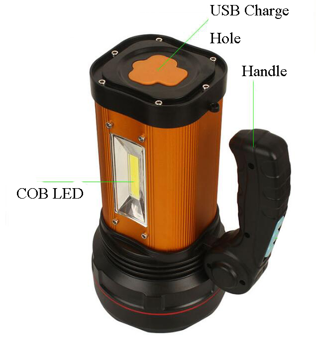 3900 Portable Lamp Searchlight USB Mobile Power Rechargeable LED Flashlight Outdoor USB LED Light