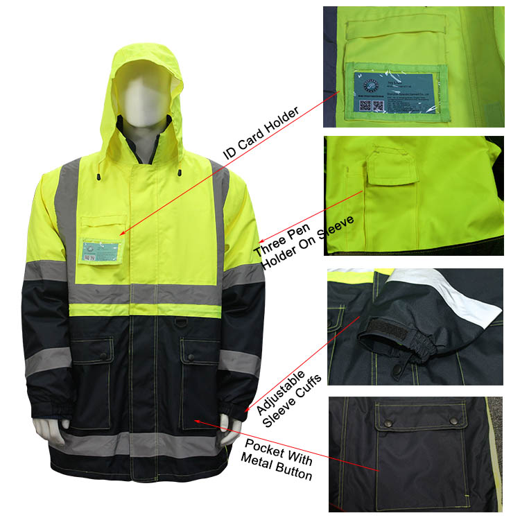 Hi Vis Safety 5 in 1 Jacket with 3m Reflective Tape