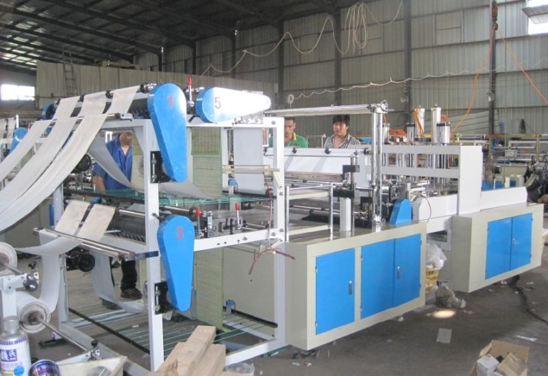 3 Lines Automatic T-Shirt Bag Making Machine (with auto Punching)