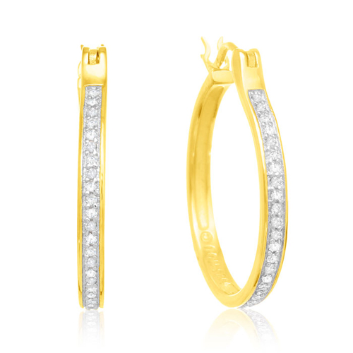 18k Gold Plated White CZ 925 Silver Hoop Earrings Wholesale