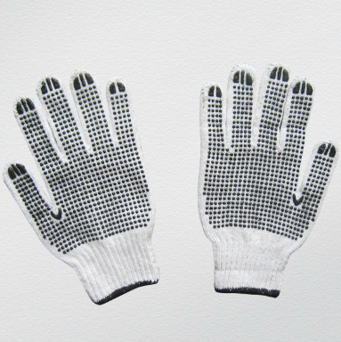 7g String Knit PVC Dots on Both Sides Work Glove