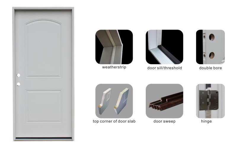 Soundproof Small Oval Glass Steel Door