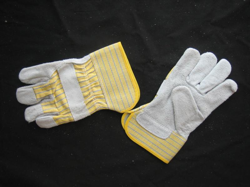 Cow Split Leather Palm Work Glove with Cotton Back