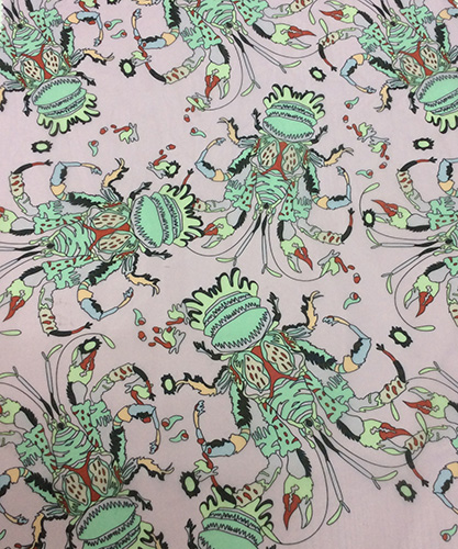 Cute Monster Design Printed Organza Dress/ Skirt Fabric