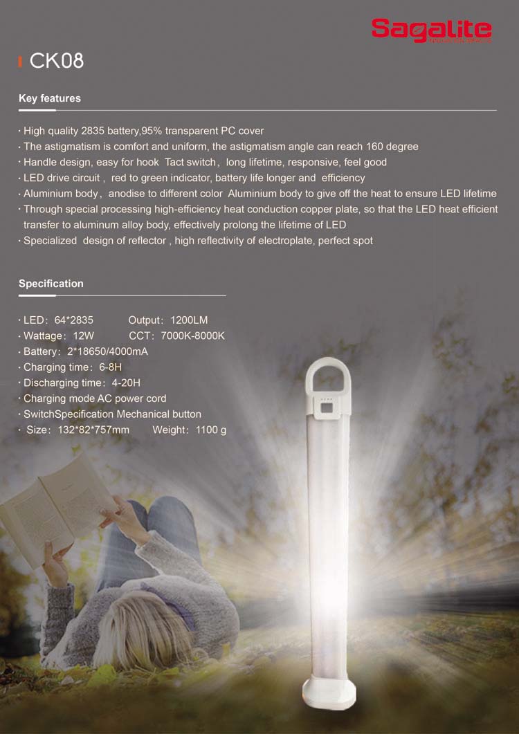 Super Bright 30h Working Time Indoor and Outdoor Rechargeable LED Emergency Light