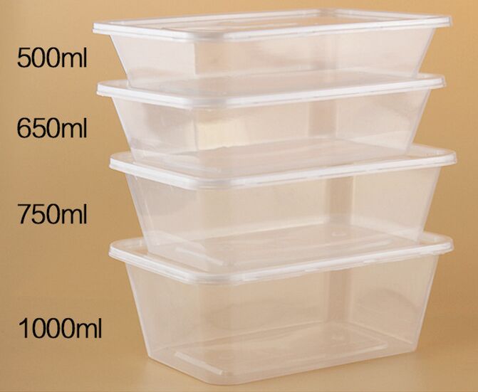 Factory Price Disposable Microwave Clear PP Plastic Rectangular Food Container