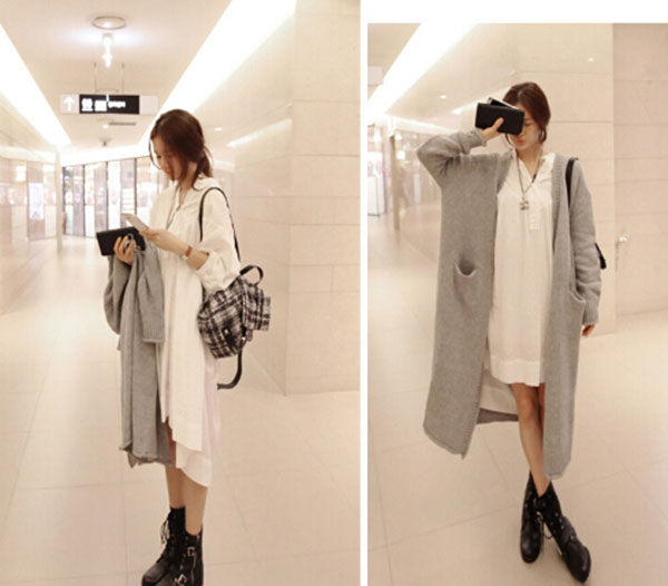 Women Knitted Sweater Cardigan Girls Fashion Loose Knitted Sweater Coat