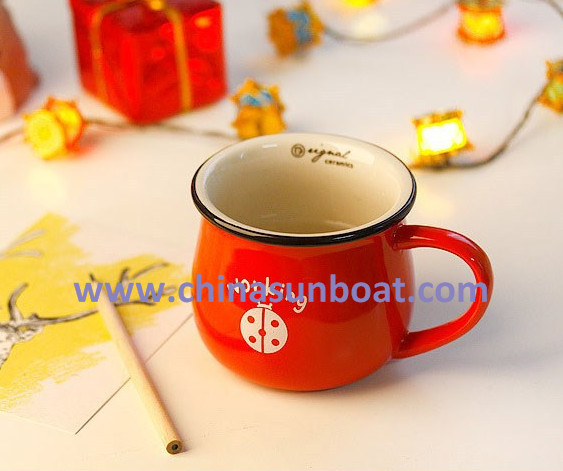 Sunboat Ceramic Mug Retro Imitation Enamel Cup Coffee Cup Tableware