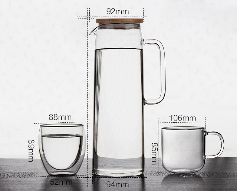 High Borosilicate Glass Cool Water Pot Big Volume Cup