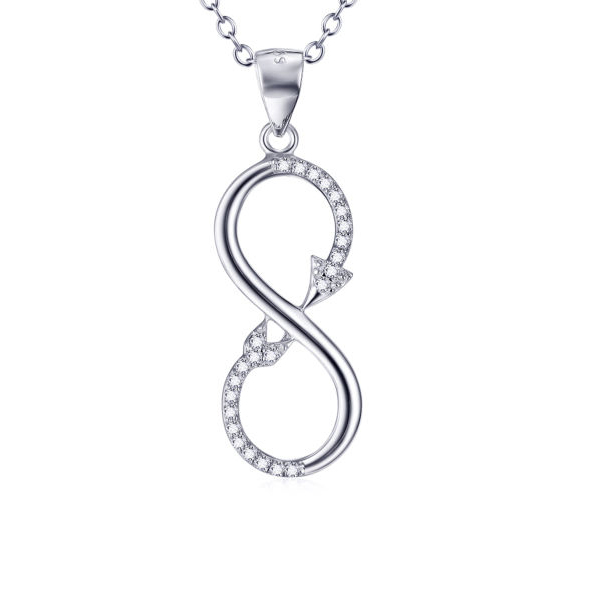 925 Sterling Silver Infinity Knot Pendant Devil Tail Necklace