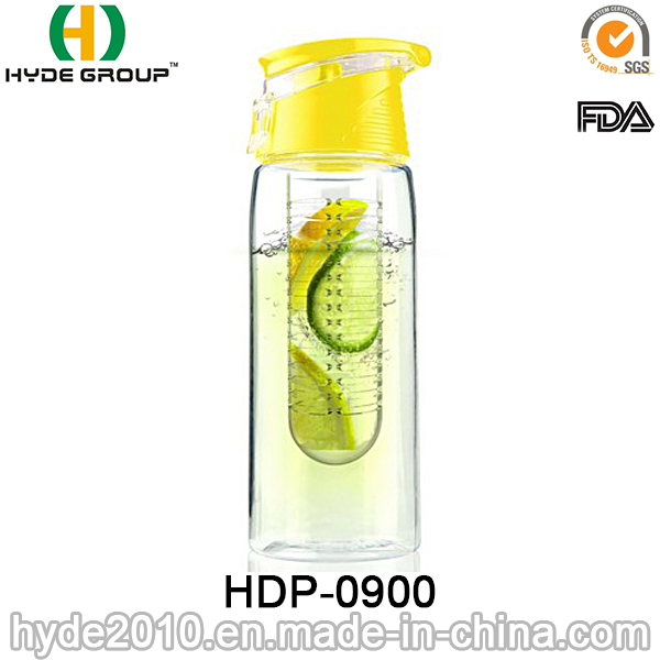 23oz Tritan Material Water Bottle with Fruit Infuser, BPA Free Plastic Fruit Infusion Bottle (HDP-0900)