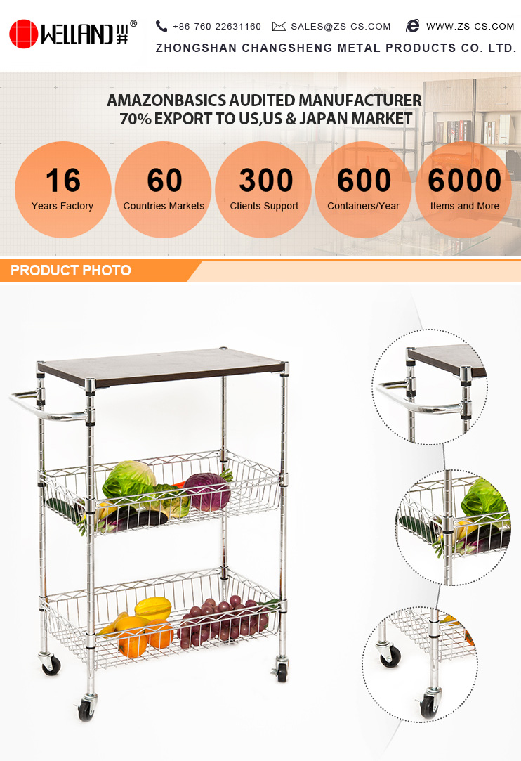 Adjustable Steel Mini Kitchen Wire Shelf Rack for Food