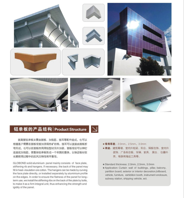 Solid Aluminium Panel for Cladding Wall (GL-013)