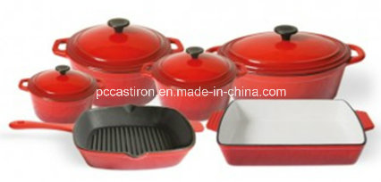 6PCS Enamel Cast Iron Cookware Set for Kitchen