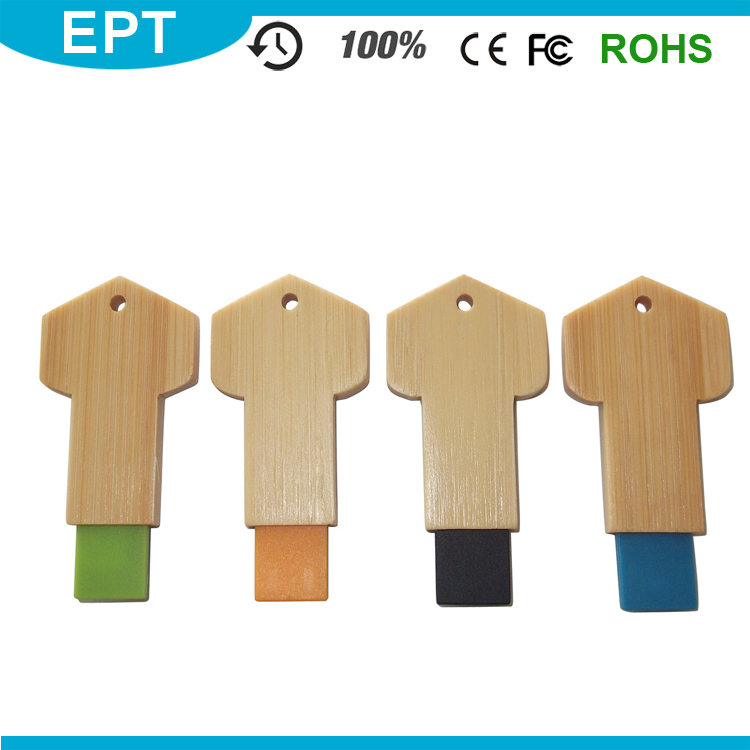 Bamboo Wooden Key Shape Custom Mini USB Flash Drive (TW062)