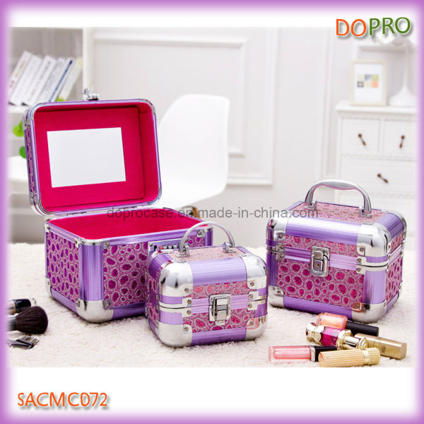 Beauty Shining Purple Surface Aluminum Jewellery Box with Mirror (SACMC072)