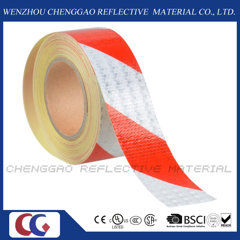 Red and White PVC Stripe Caution Reflective Adhesive Tape (C3500-S)