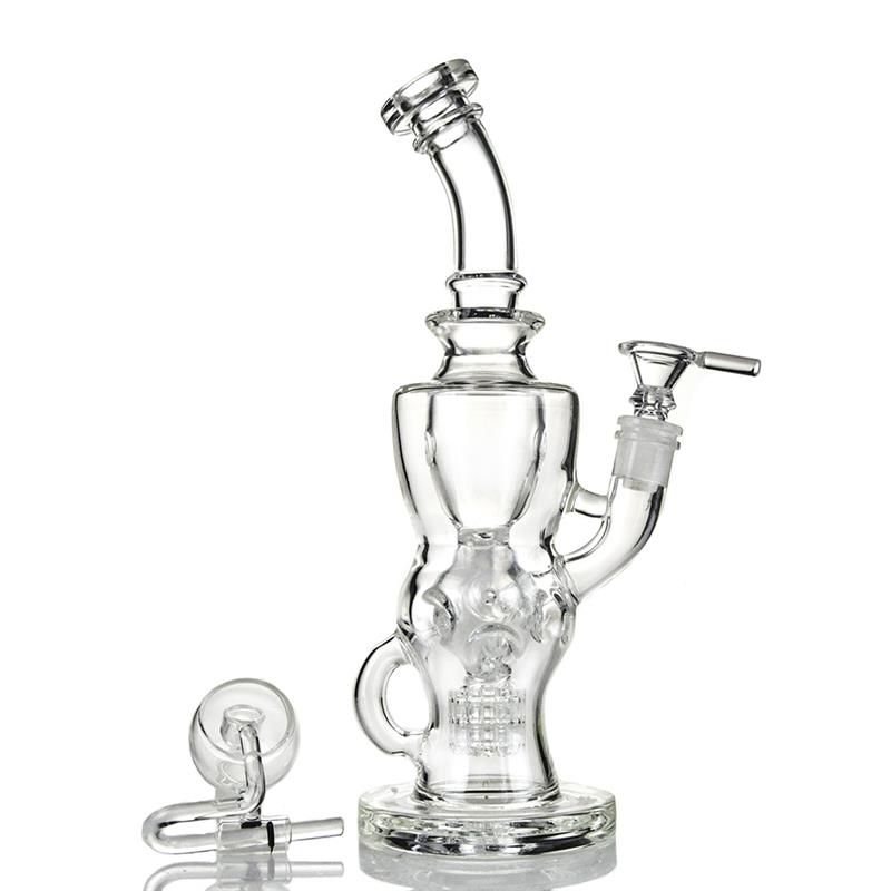 Recycler Glass Waster Hookahs Pipe with Double Percs Fab (ES-GB-409)