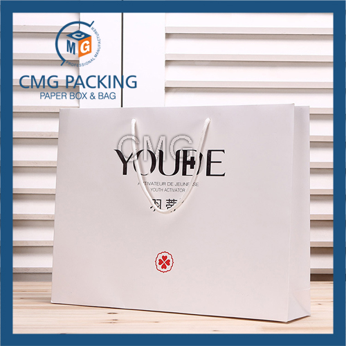 Black Printing Matt Surface White Gift Packing Bag (CMG-MAY-037)