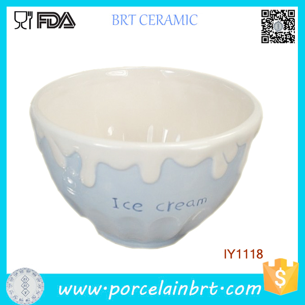 Summer Style Ice Cream Lovely Blue Ceramic Baby Bowl