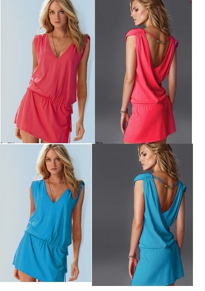 2014 New Fashion V-Neck Low Back Casual Beach Dress