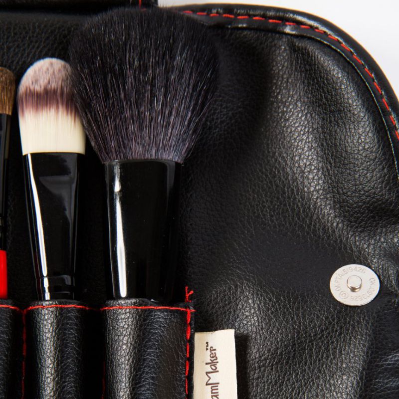 7PCS Red and Black Custom Makeup Brush with PU Case