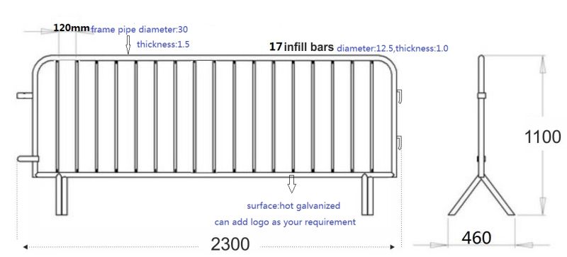 Crowd Control Barrier for Rent and Sale Fence