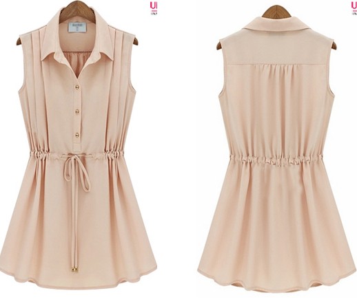 Summer Fashion Sleeveless Pleated Dress (FS5827)