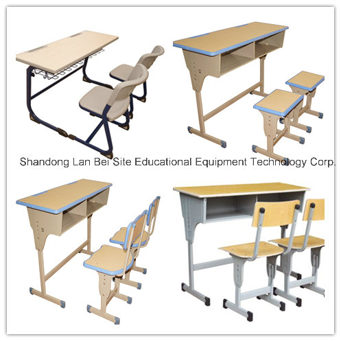 Hot Selling Plastic Double Studend Desk and Chair Set