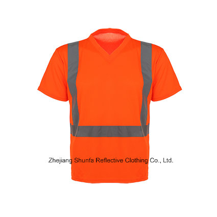 Safety Reflective Short Sleeve Polo Shirt with V Neck